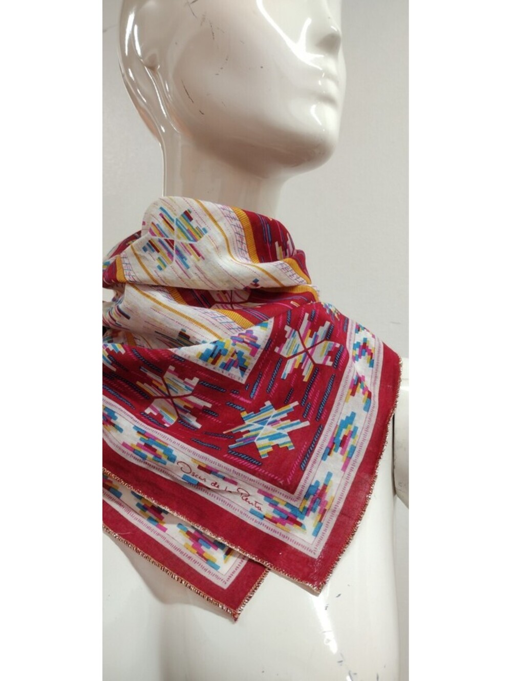 Oscar de la Renta Scarf Holiday 1970s Saks American Southwest Accessory Street
